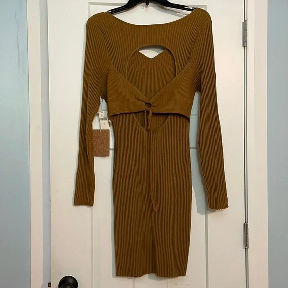 NWT - Anthropologie Daily Practice Mustard Sweater Dress (XL)